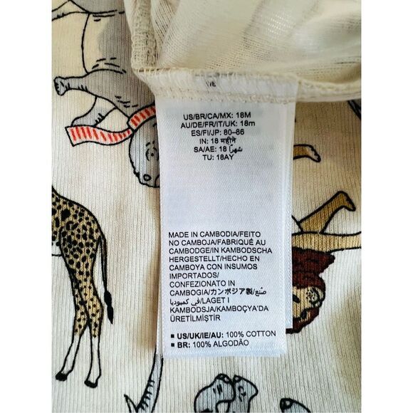 NWT Amazon Essentials Giraffe Zoo Animals Cotton Zipper Footies(2) 18 months - Picture 6 of 16